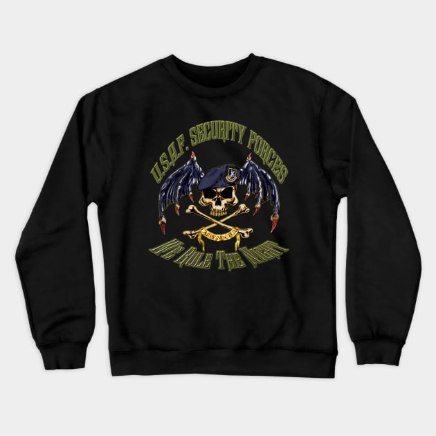 USAF Security Forces Rule The Night Crewneck Sweatshirt by Hellacious Designs
